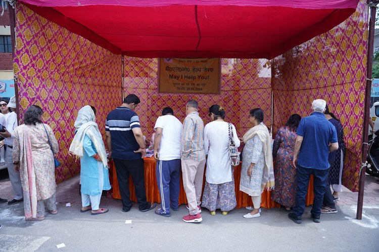 Voting takes place at poll stations in Noida, Uttar Pradesh, on April 26, 2024. Photos: Vijay Sadasivuni