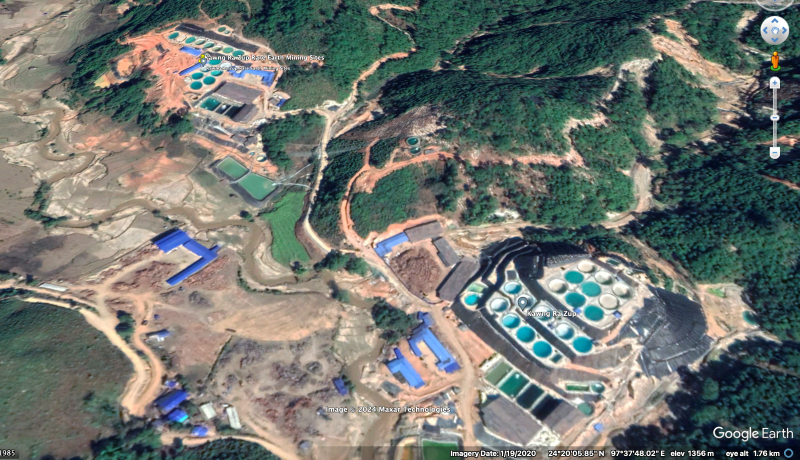 Aerial view of a block being mined in Momok Township. Photo: Mizzima
