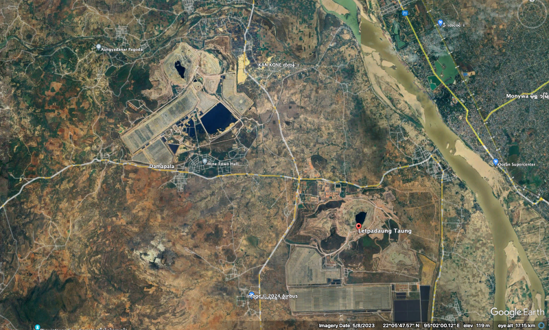 Aerial view of Letpadaung Copper Mine. Photo: Google Earth/Mizzima