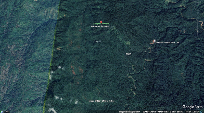 Before and After: Alongtaw Kassapa region in 2017 (left) and 2023 (right). Photos: Google Earth/Mizzima