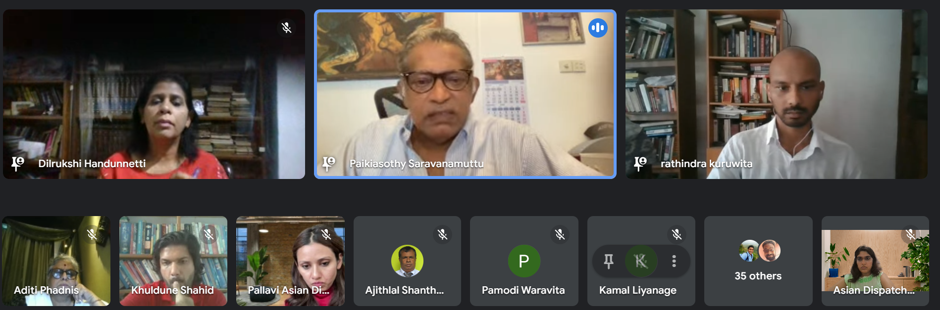 Dr. Paikiasothy Saravanamuttu, centre, addresses the speakers and audiences on September 3 webinar.