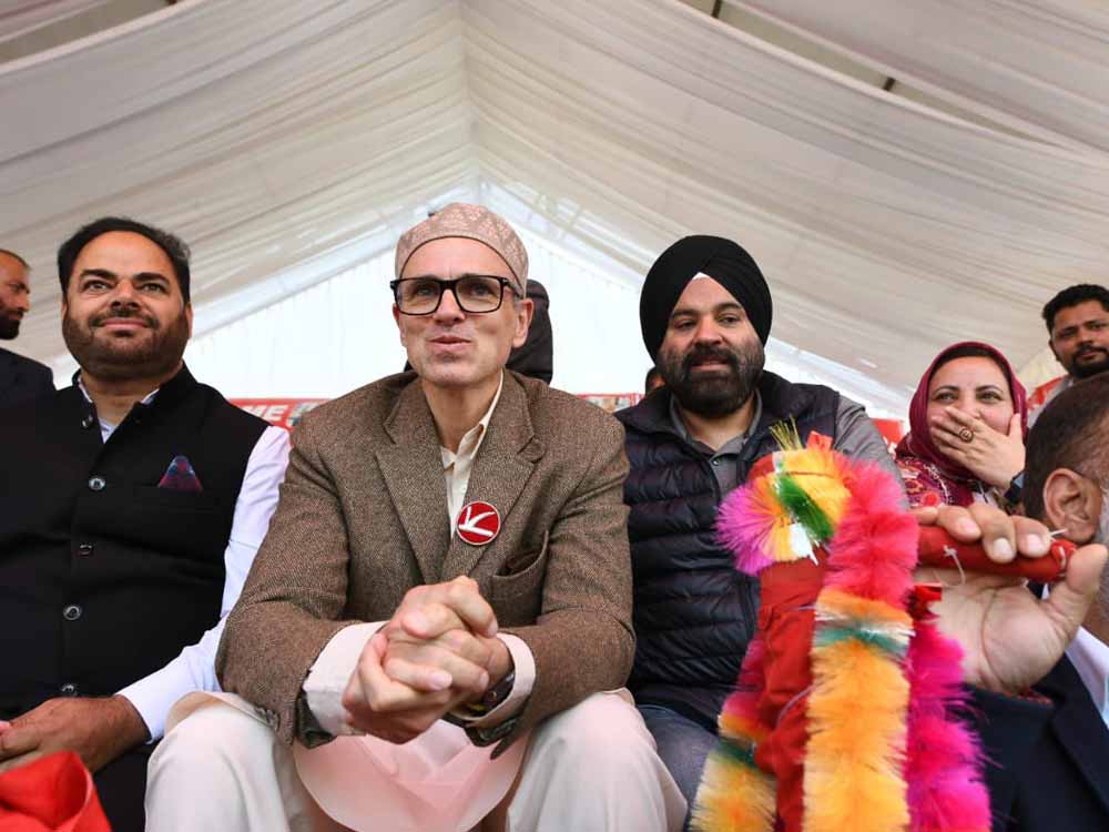 Omar Abdullah (center) is set to be the Chief Minister of Jammu & Kashmir once again. Photo: JKNC