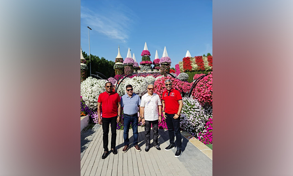 From left: Saravanan, Socso chairperson Haniffa Abdullah, Aminul and Shahul in Dubai