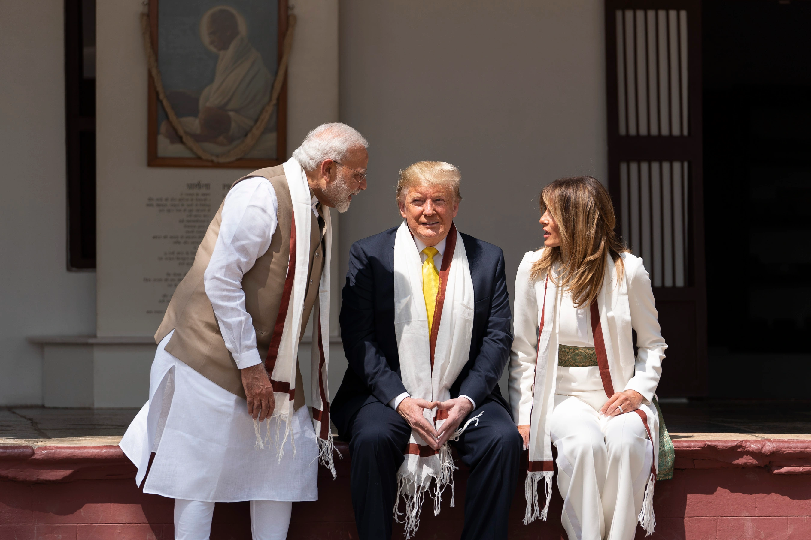 American President Donald Trump with Indian Prime Minister Narendra Modi and his wife Melania Trump, in Ahmedabad, India, in February 2020. Photo: The White House via Wikimedia Commons
