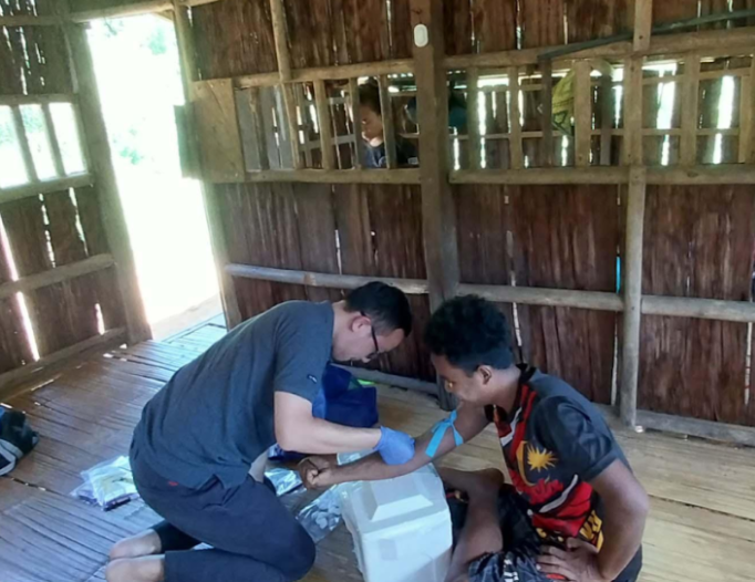 Azlan Ahak providing a blood sample for testing for heavy metals. Photo: S Vinothaa)