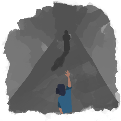 Sketch of a woman whose baby is being taken away