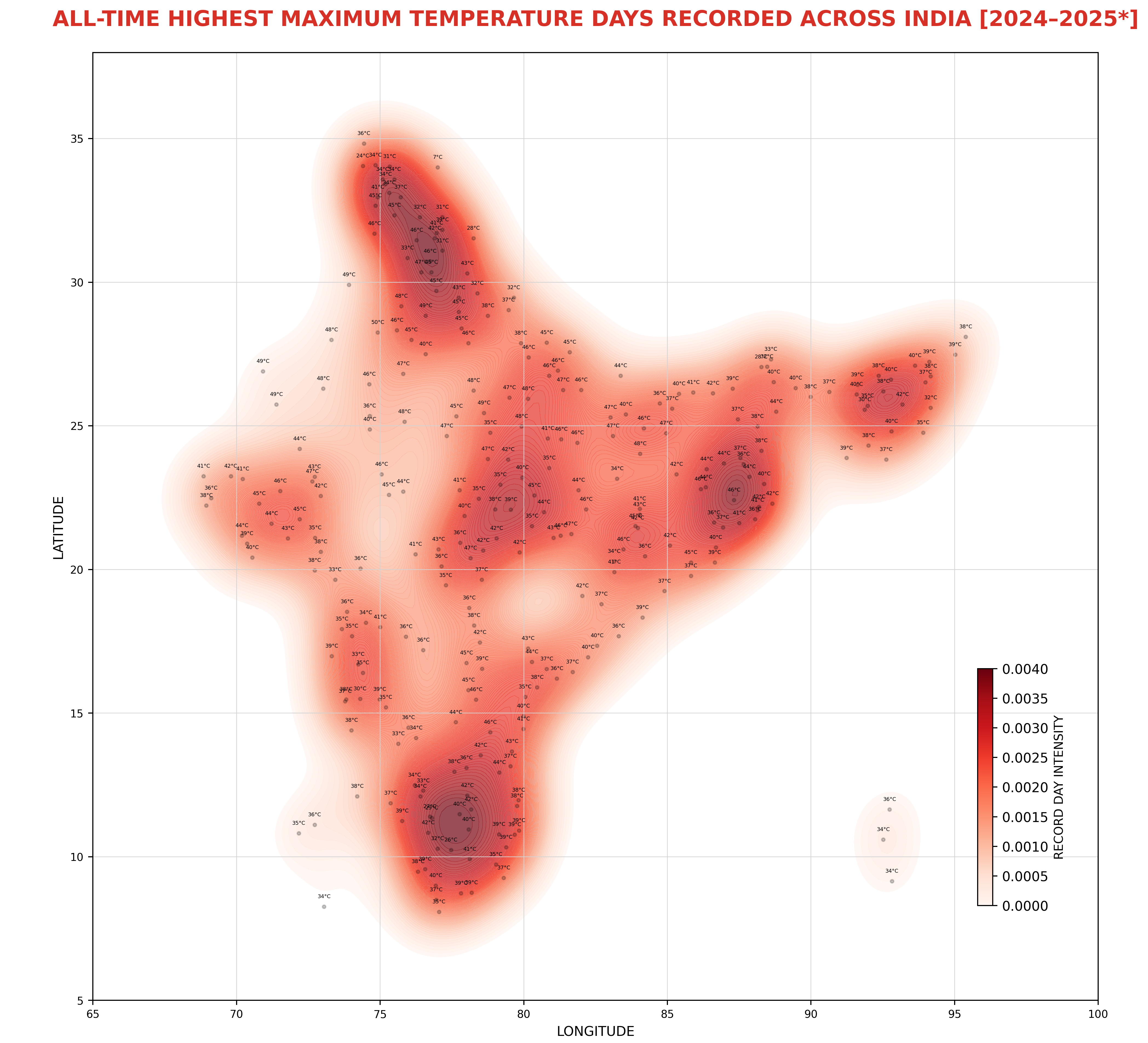 Map of India depicting maximum temperature days across India between 2024-2025. Source: National Data Centre, IMD Pune