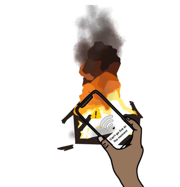 Phone recording fire. Illustration: Sharanya Eshwar