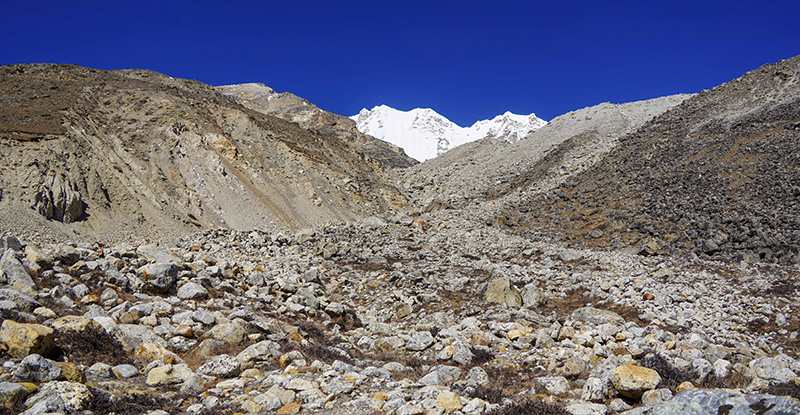 Debris of aggregates brought by landslides. Photo: Giriraj Banskota/NIMJN