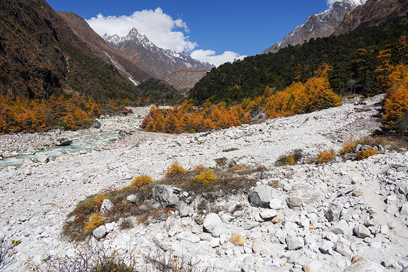 Aggregates brought by landslides near Ghunsa. Photo: Giriraj Banskota/NIMJN