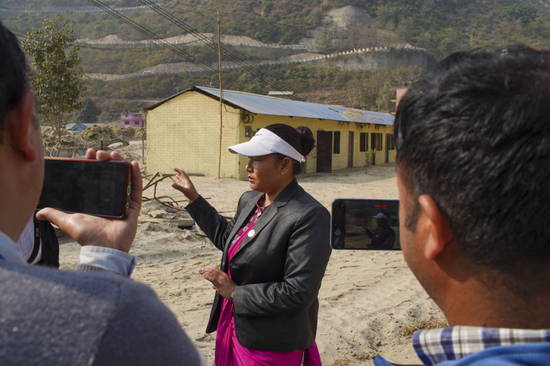 School principal Nirmala Kumari Shrestha briefing about loss and damage caused by floods. Photo: NIMJN