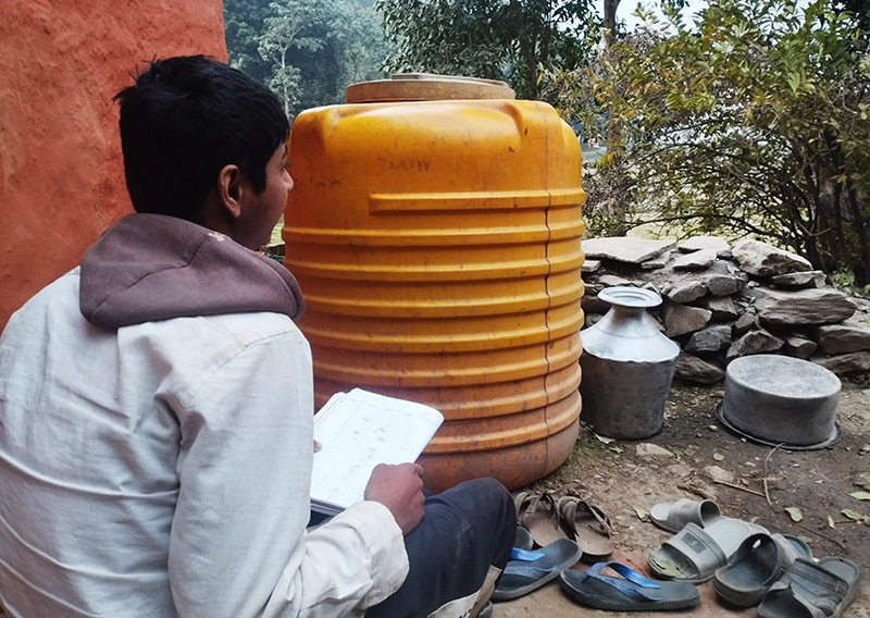 Tanka Prasad Dahal at his home. Photo: NIMJN
