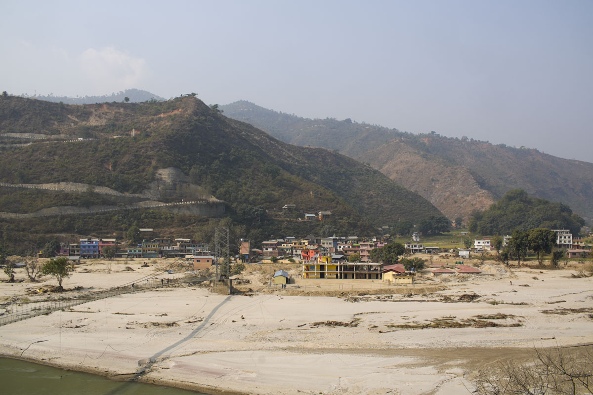 Landscape image of a school in a Nepal valley