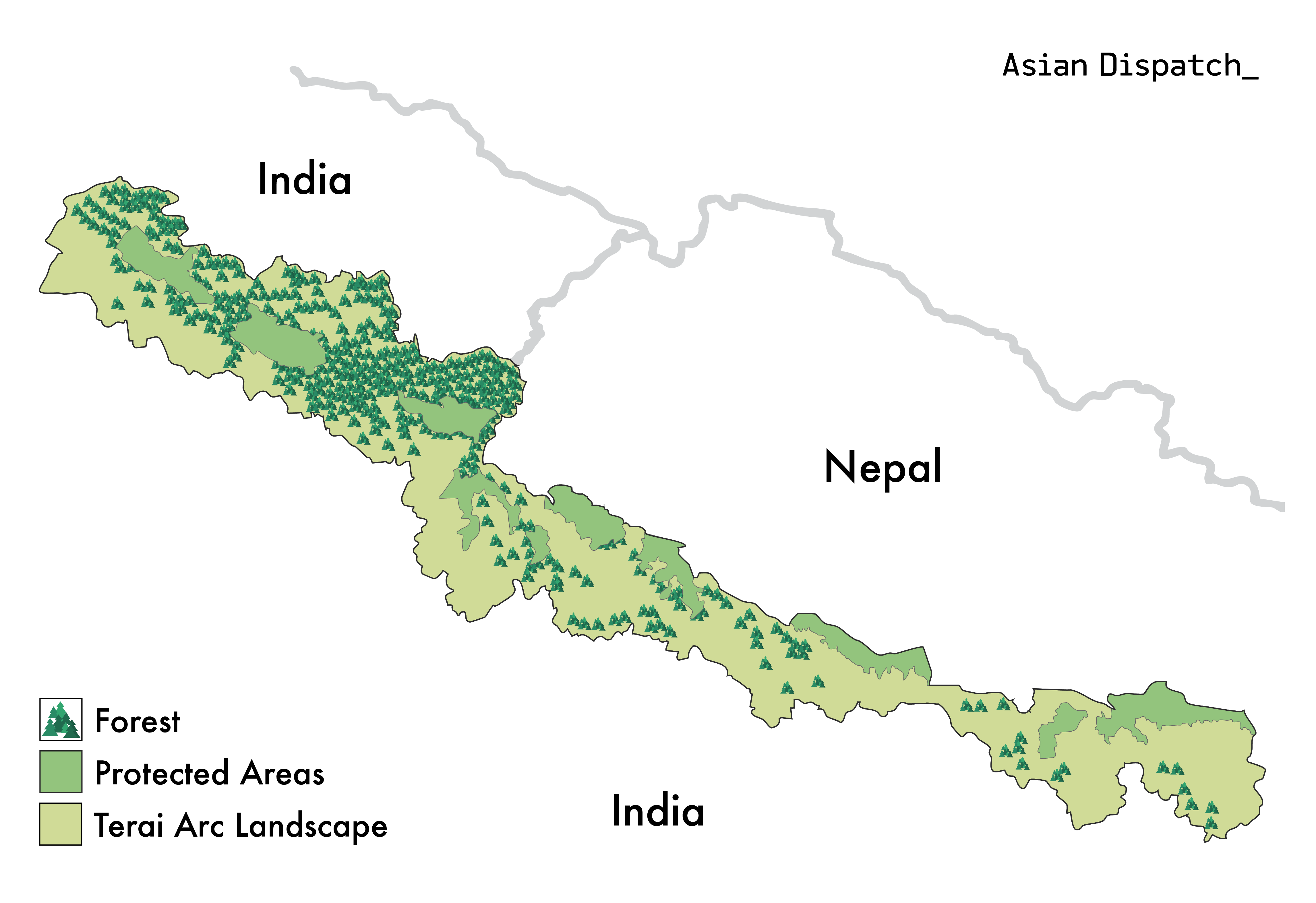 This image depicts the erai Arc Landscape between India and Nepal.