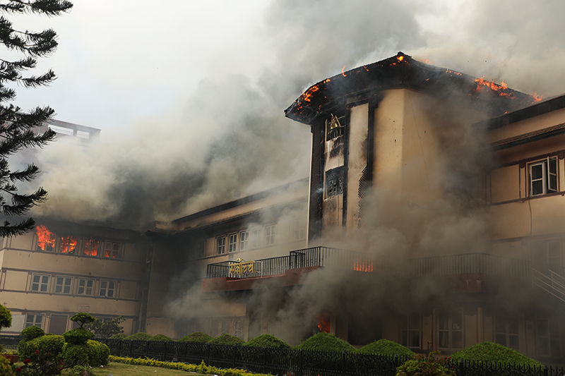 The Supreme Court after the arson on September 9. Photo: Barsha Shah/NIMJN